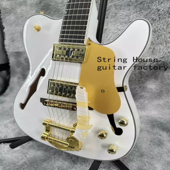 TELE Custom New Gloss White Electric Guitar Gold Hardware 2H Pickups Bigsby