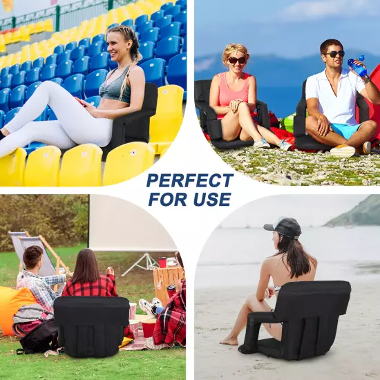 Football Bleacher Chairs Easy to Carry Stadium Seats Padded Cushion Backs Pocket