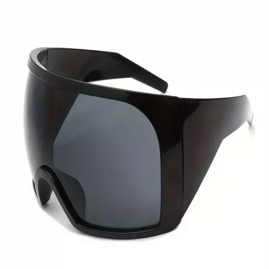 OVERSIZED Futuristic Wrap Around Face Shield Party Raver SUNGLASSES Huge Frame