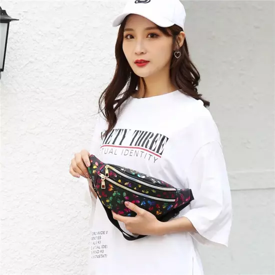 Butterfly Printed Waist Bag Women Fanny Pack Colorful Girls Bum Bag Travel Kids