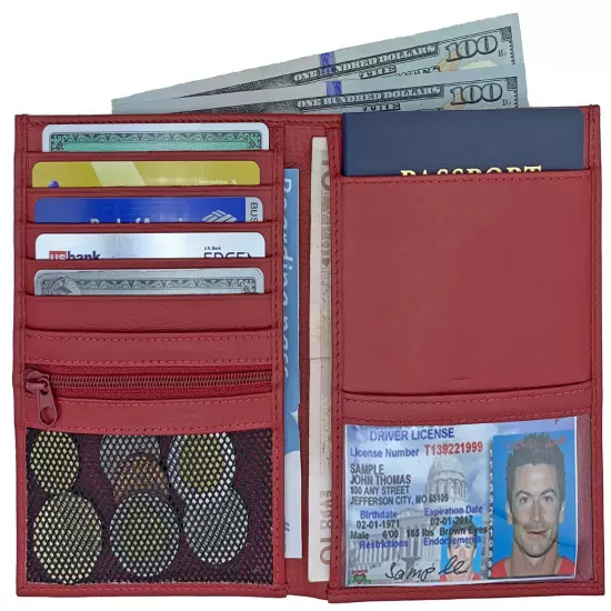 RFID Blocking Genuine Leather Travel Passport Wallet Holder