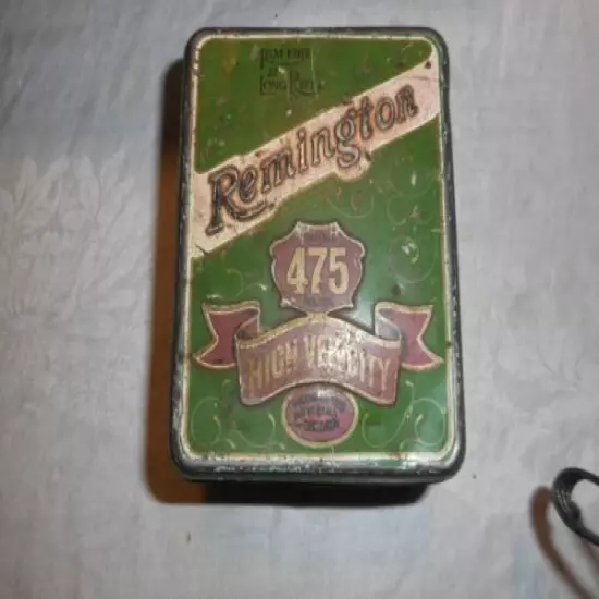 REMINGTON VINTAGE KLEANBORE 22 LONG RIFLE RIM FIRE AMMO BULLET TIN BOX 475 RND