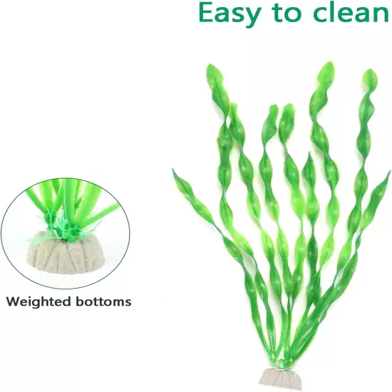 Fish Tank Artificial Plants, Aquarium Plants Plastic, 12Inch Tall Fake Seaweed D