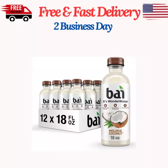 Bai Antioxidant Infused Water Beverage, Molokai Coconut with Vitamin C, 12 Pack.