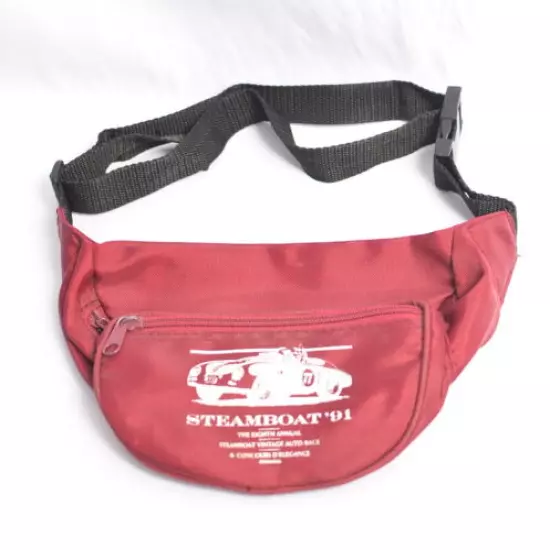 Vintage 1991 Steamboat Car Race Concours Fanny Waist Pack Sling Bag Burgundy 