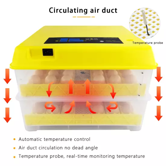 48/56/96 Digital Eggs Incubator Egg Hatcher Temperature Control Automatic 80W