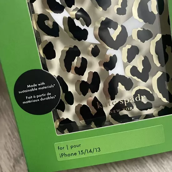 Kate Spade New York iPhone 15/iPhone 14/iPhone 13 Protective Case Leopard NEW