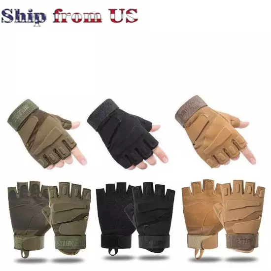 Tactical Gloves Army SWAT Military Combat Hunting Shooting Duty Gear Fingerless