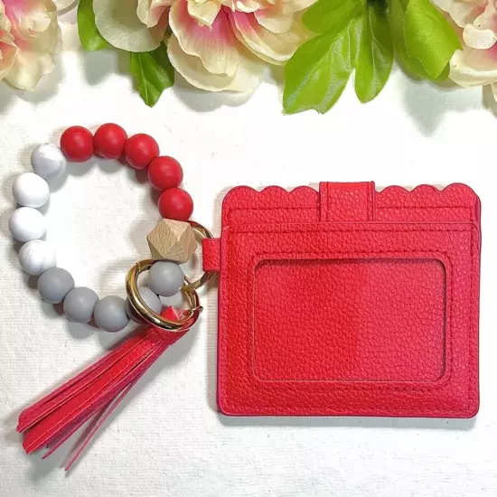 Wristlet Card Wallet Bracelet in Red