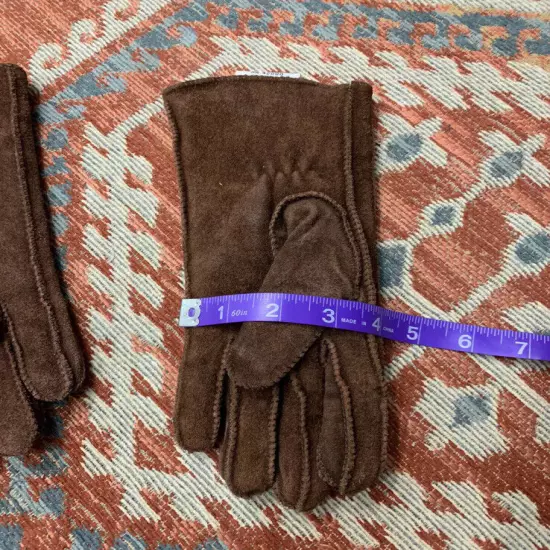 Vintage Gloves 1970s Leather Sherpa Lined Medium