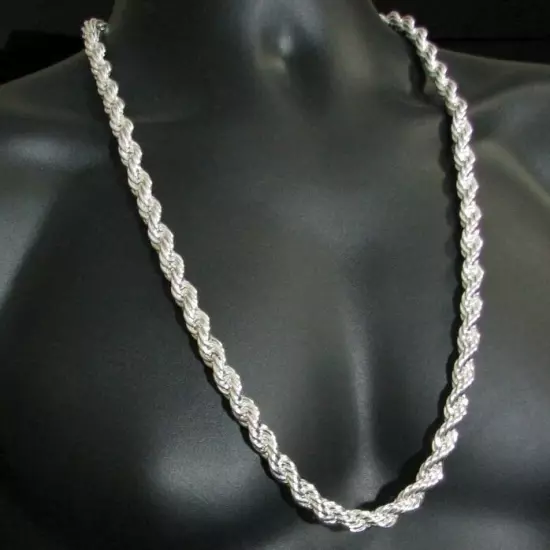 Rope Chain 10mm Thick 30" Inch Long Silver Platinum Tone Twisted Heavy Dookie