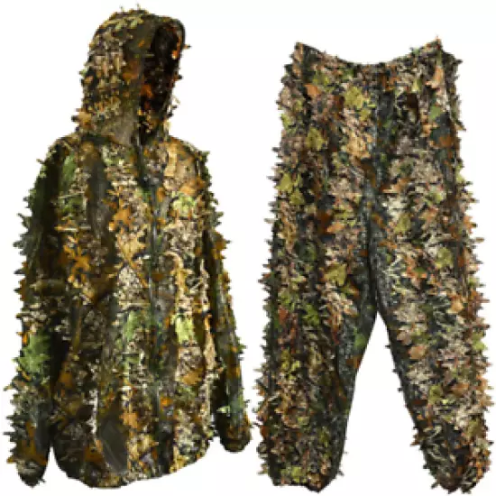 3D Ghillie Suit Set Sniper Forest Wood Hunting Camouflage Leafy Camo Suits Leaf