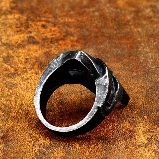 Retro Gray Spartan Warrior Helmet Ring Stainless Steel Men‘s Biker Punk Ring