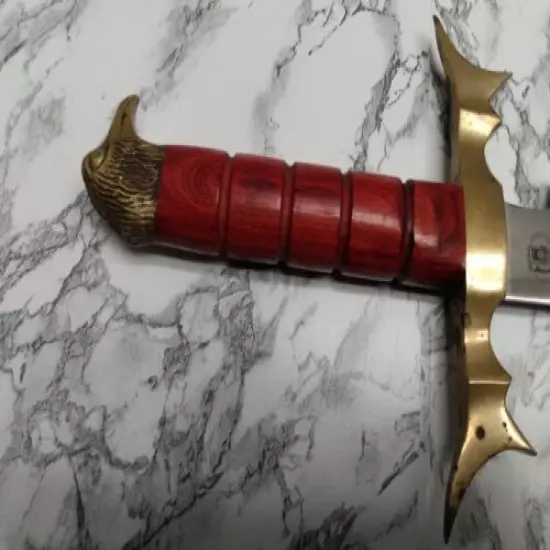 Large Chipaway Cuterly Knife,Notched Blade ,Brass Gaurd And Eagle Head Handle.