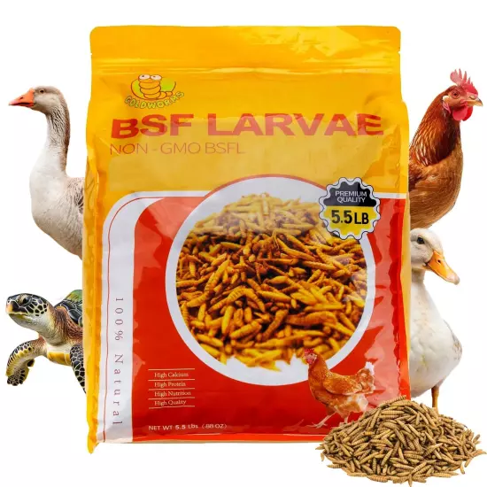 5.5LBS Dried BSF Larvae Superior to Dried Mealworm, 85x More Calcium Than Mea...