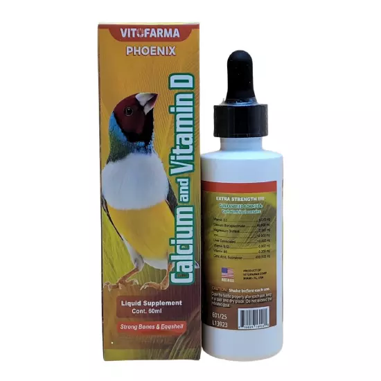 Vitofarma - Liquid Calcium for Birds with Vitamin D3 60ml - Great for Breeding