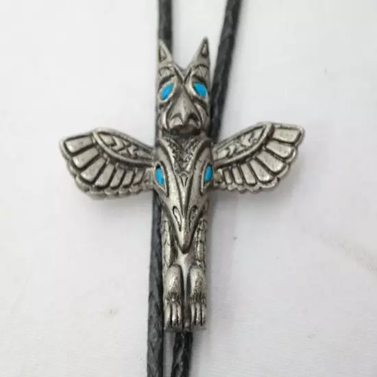 Vintage Southwest Style Totem Pole w/ Turqoise Bolo Tie 17.5" TF