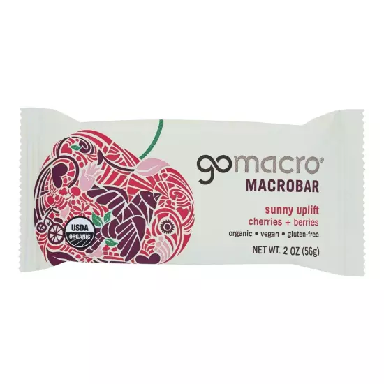 GoMacro Cherries and Berries Snack Bar 2 oz Case of 12 organic kosher