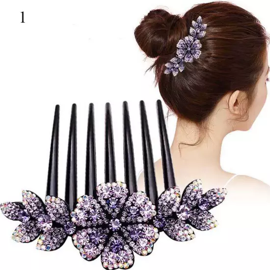 Crystal Flower Hair Comb Clip Shiny Rhinestones Hairpins Women Hair Accessories*