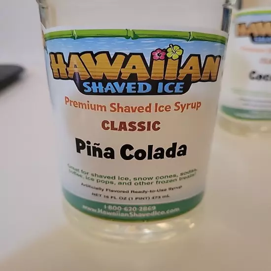 Hawaiian Shaved Ice Syrup Banana Piña Colada Coconut 16 Oz. Lot Of 3 Coffee Soda