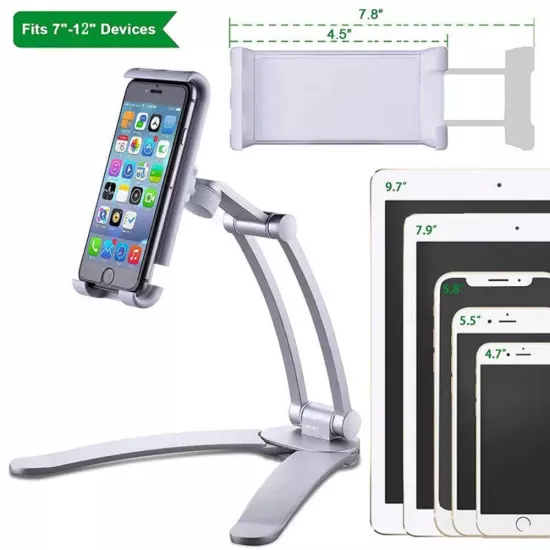 Kitchen Tablet Stand Wall Desk Tablet Mount Stand Fit For 5-10.5 inch Width Tabl