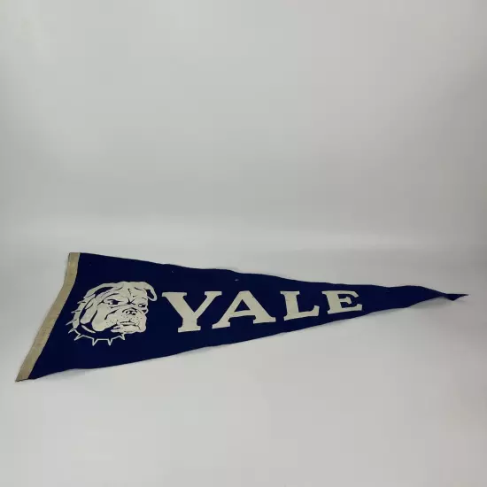 Vintage Pennant Yale UniversityBulldog Royal blue Collegiate 28" x 11" Flag