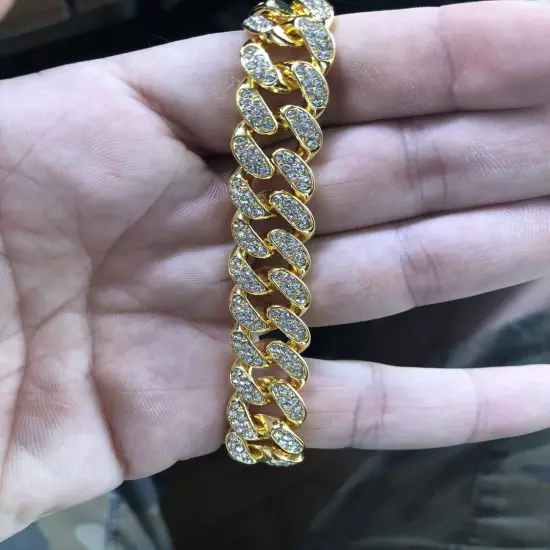 Men’s 9” Miami Cuban Link Chain Bracelet, CZ Bracelet, Bling, New