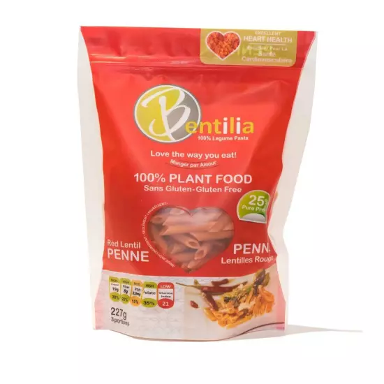 Bentilia Pasta Red Lentil Penne 8 oz (Pack of 6)