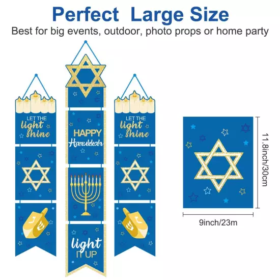 Happy Hanukkah Banner Chanukah Decorations Hanukkah Porch Hanging Welcome Sig...