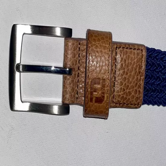 FootJoy-Navy Woven Fabric/Leather Golf/Casual Belt-Size Large