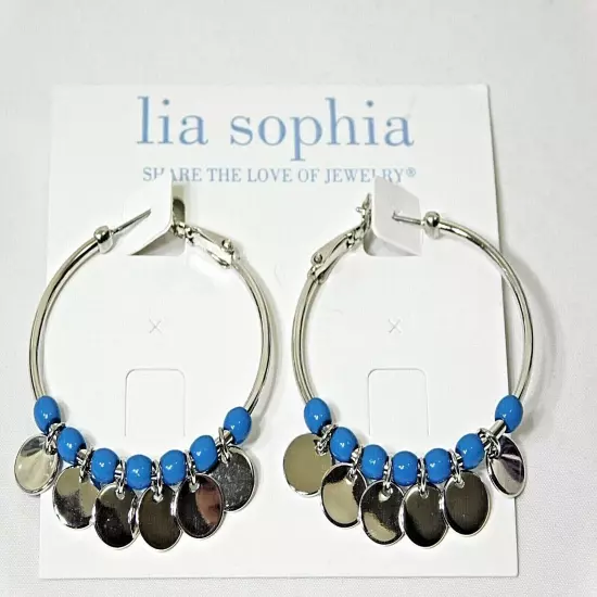 Beautiful Lia Sophia "JAMBOREE" Hoop Pierced Earrings, 1-5/8" Diameter, NWT