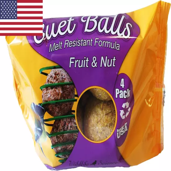 Melt Resistant Suet Balls Variety 16 Pack, 4 Wrapped Packs Of