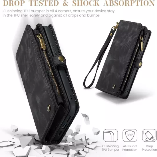 2 in 1 Detachable Compatible with iPhone 15 Pro Max Wallet Case with Card