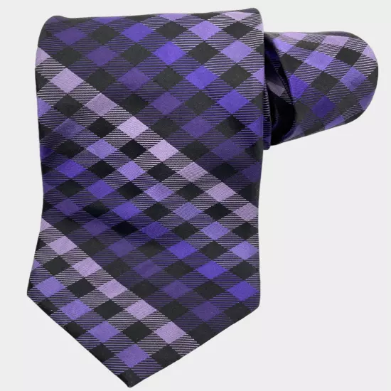 Croft & Barrow Purple Tartan Plaid Silk Necktie Tie Men's 3.8" x 58"