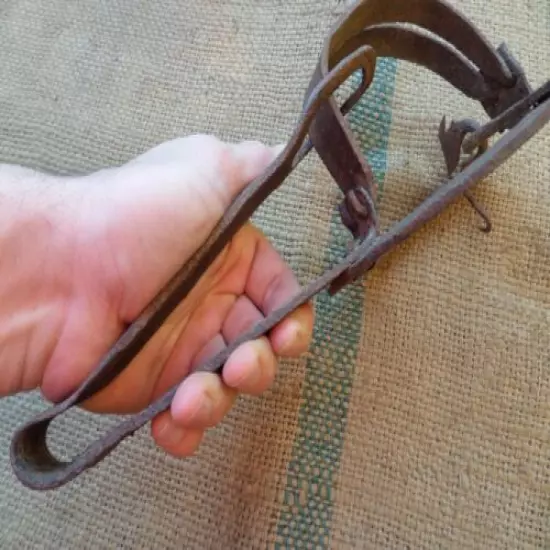 ANTIQUE 19TH CENTURY WROUGHT IRON ANIMAL TRAP BLACKSMITH HAND FORGED