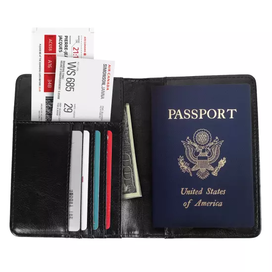 Slim Leather Travel Passport Wallet Holder RFID Blocking ID Card Case Cover US