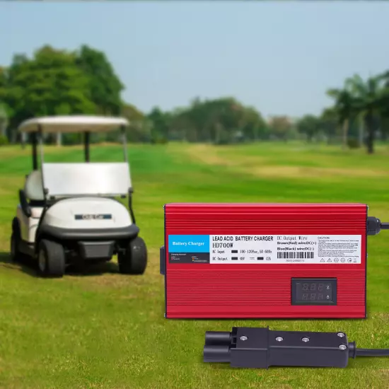 700W 48V 12Amp Energy-saving Golf Cart Charger with "Barrel" 2 Pin Style Plug 