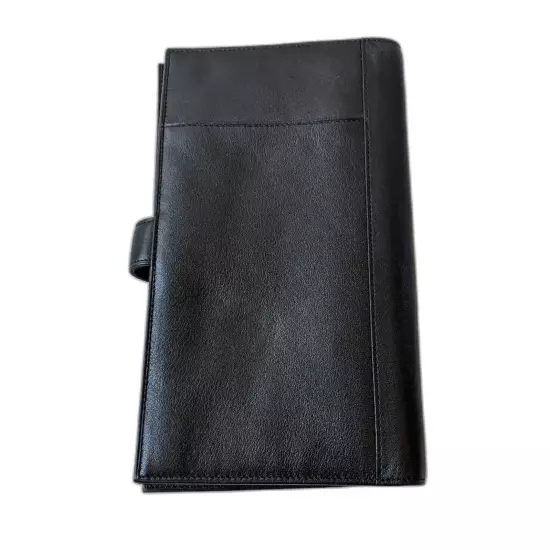 Tumi black leather travel wallet, passport cover and card organizer 9 x 5 inches