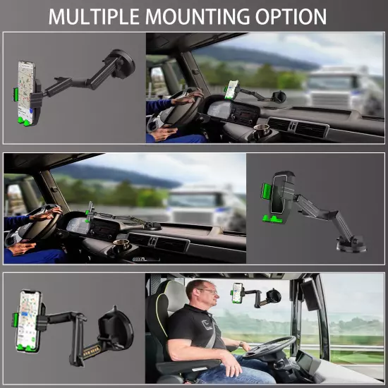 Truck Phone Holder Mount,Heavy Duty Phone Holder for Truck Dashboard Windshield,