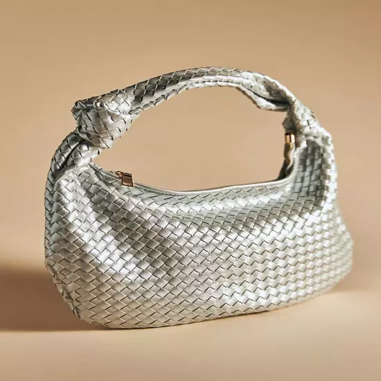 Melie Bianco Brigitte Large Satchel Recycled Vegan Woven Knot Bag Anthropologie!