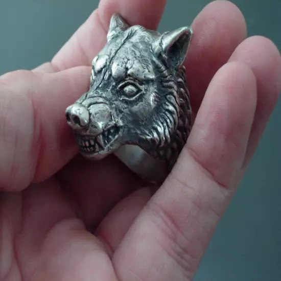 GIANT WOLF RING DIRE WOLF RING 925 70+ GRAMS