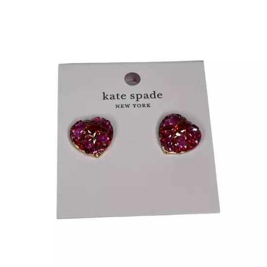 Kate Spade Red Multi Heart Something Sparkly Earrings 