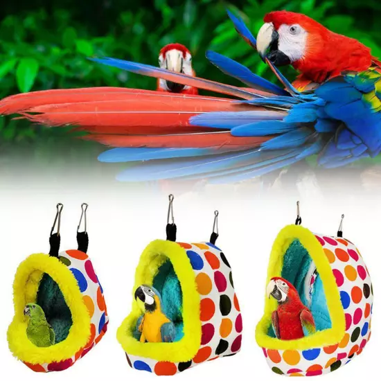 Pet Nest Plush Bird Cave Cage Warm Hanging Sleeping Bed Hut Tent Parrot Hammock