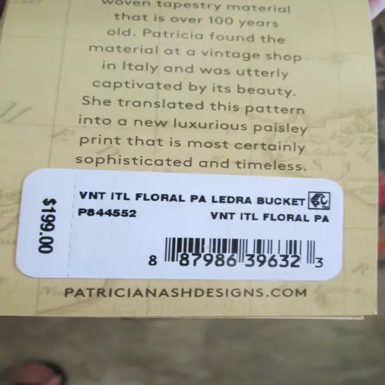 Patricia Nash Leather Ledra Bucket Bag in Italian Floral Paisley/NWT/199.