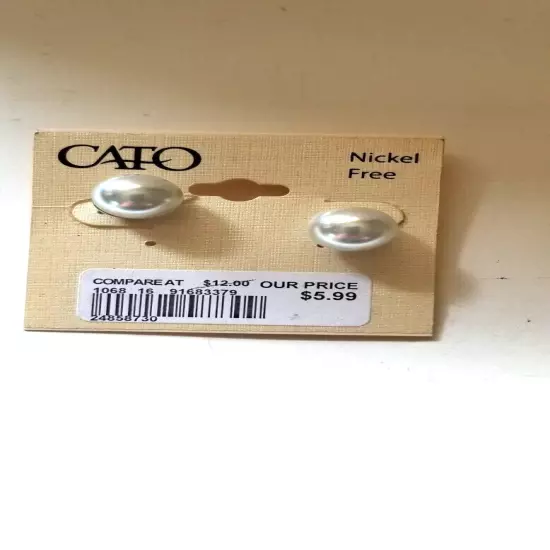 Cato Earrings Faux Pearl White Acrylic Ball Large Stud Post Pierced