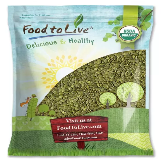 Organic Raw Pepitas (Pumpkin Seeds) — Non-GMO, Kosher, Vegan — by Food to Live