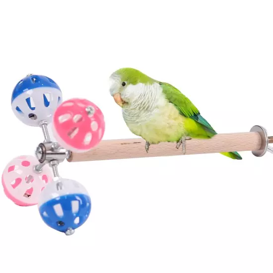 Bird Stand Perch Toy with Rotating Balls,Parakeet Stand Perch Toy for Metal C...