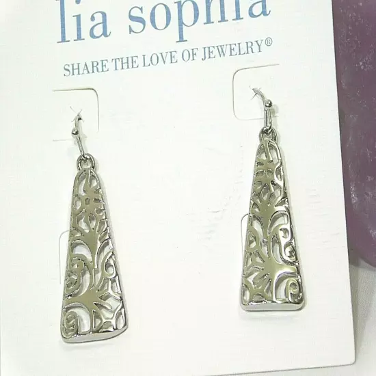 Beautiful Lia Sophia "TOPIARY" Dangle Earrings, Open Filigree, NWT