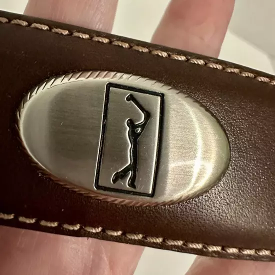 PGA Tour Brown Belt Size 44 Silver Accents