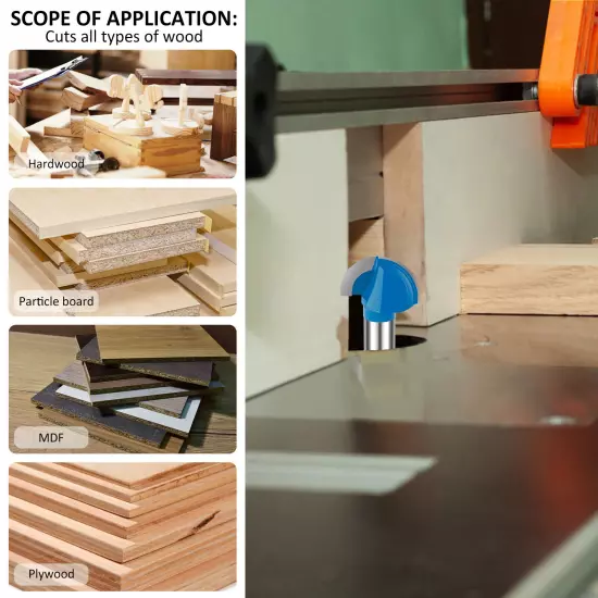 3Pcs 1/2" Shank Core Box Router Bit Set Diameter 3/4" 1-1/4" 1-5/8" Router Bitφ